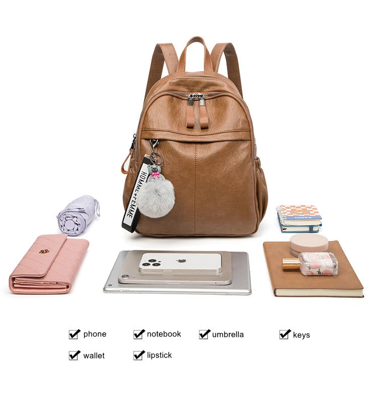 Genuine Leather Backpacks for Women Cowhide High Capacity Waterproof Backpack Trendy Women Bags Girl Travel School Bags Don't Taxe That