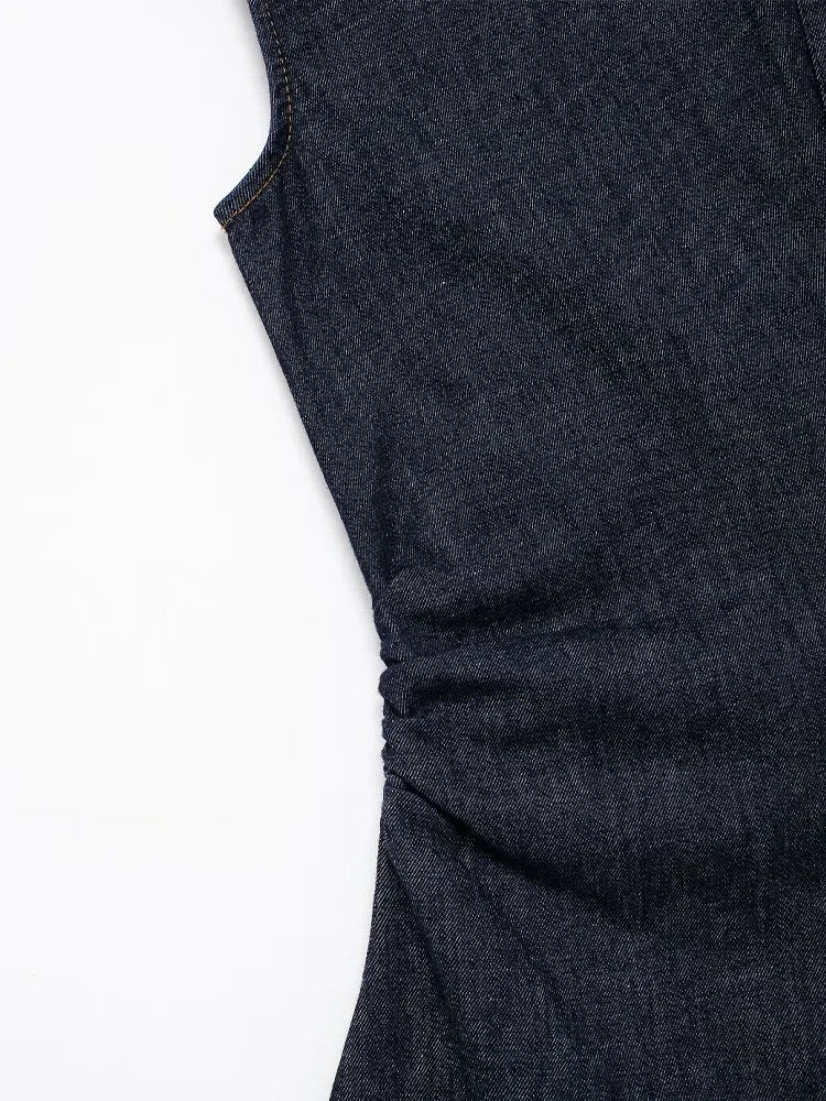 New arrival women's fashion sleeveless lapel pleated mid-length slim shirt-style commuter dress Don't Taxe That