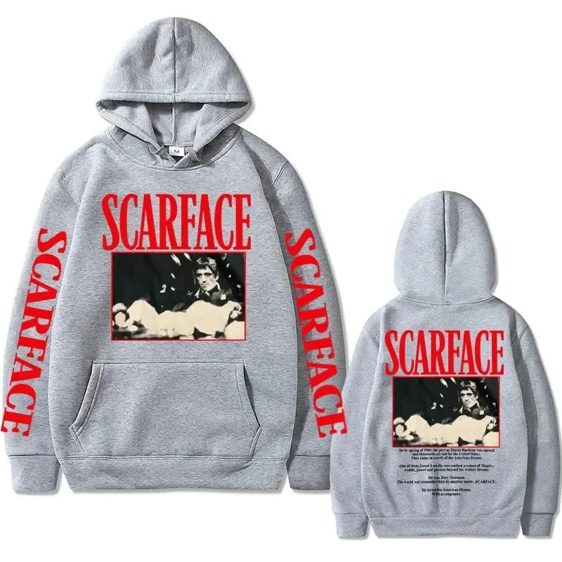 Vintage 90s Movie Scarface Tony Montana Hoodie Men Casual Vintage Pullover Man Hip Hop Hoodies Mens Fashion Oversized Sweatshirt Don't Taxe That