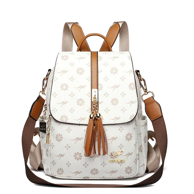 Ladies Backpack Designer High Quality Leather Women Bag Luxury Fashion Printing Tassel School Bags Large Capacity Backpacks Sac Don't Taxe That