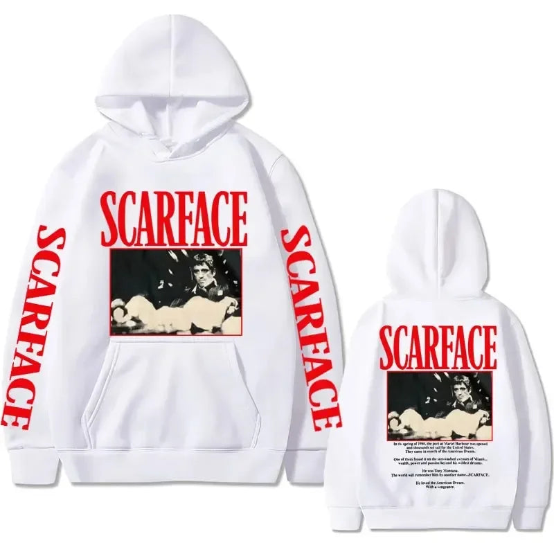 Vintage 90s Movie Scarface Tony Montana Hoodie Men Casual Vintage Pullover Man Hip Hop Hoodies Mens Fashion Oversized Sweatshirt Don't Taxe That