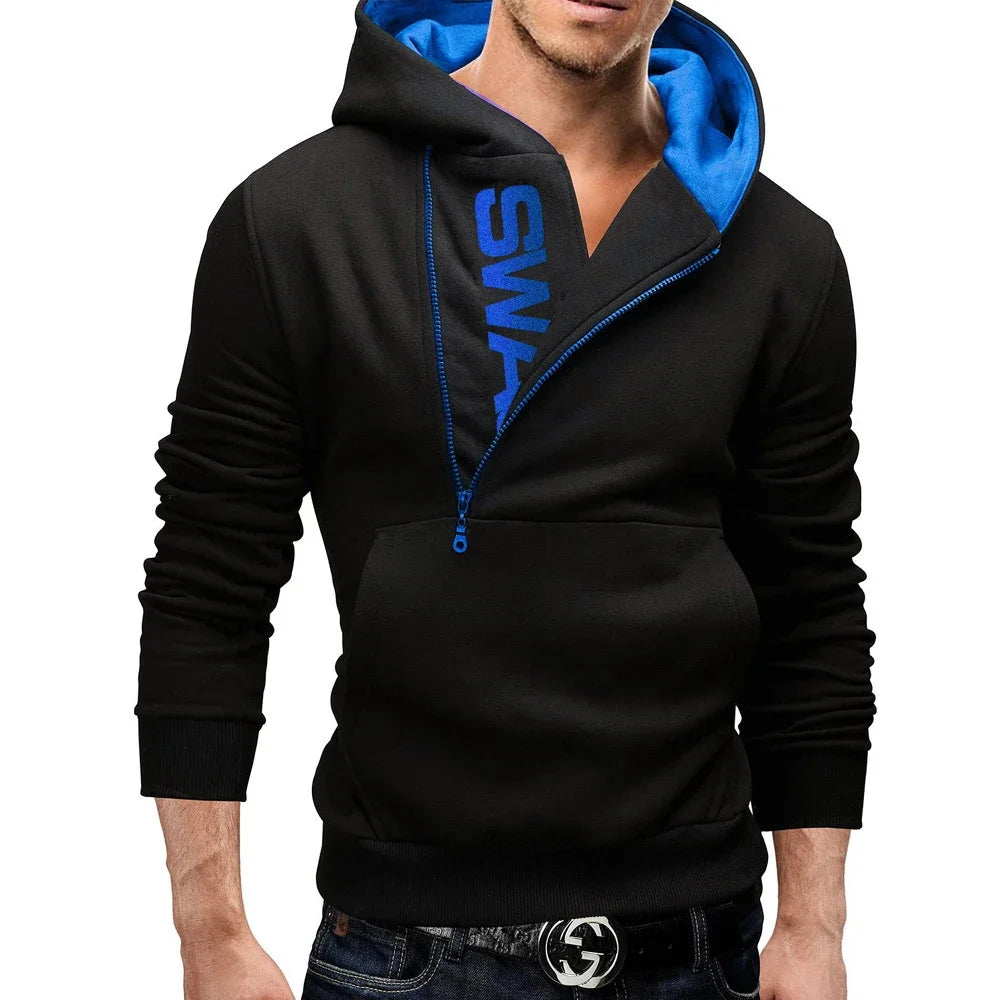 Mans Spring and Autumn Hoodies Letter Fleece Hooded Sweatshirt Patchwork Color Warm Plus Velvet Zipper Hoodies 6XL Don't Taxe That