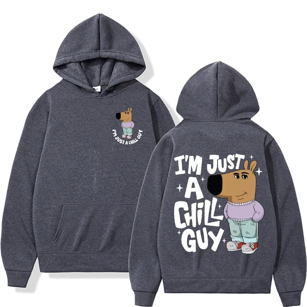 I'm Just A Chill Guy Meme Hoodie Funny Trendy Cute Viral Dog Cartoon Hoodies Men Women's Casual Autumn/Winter Comfort Sweatshirt Don't Taxe That