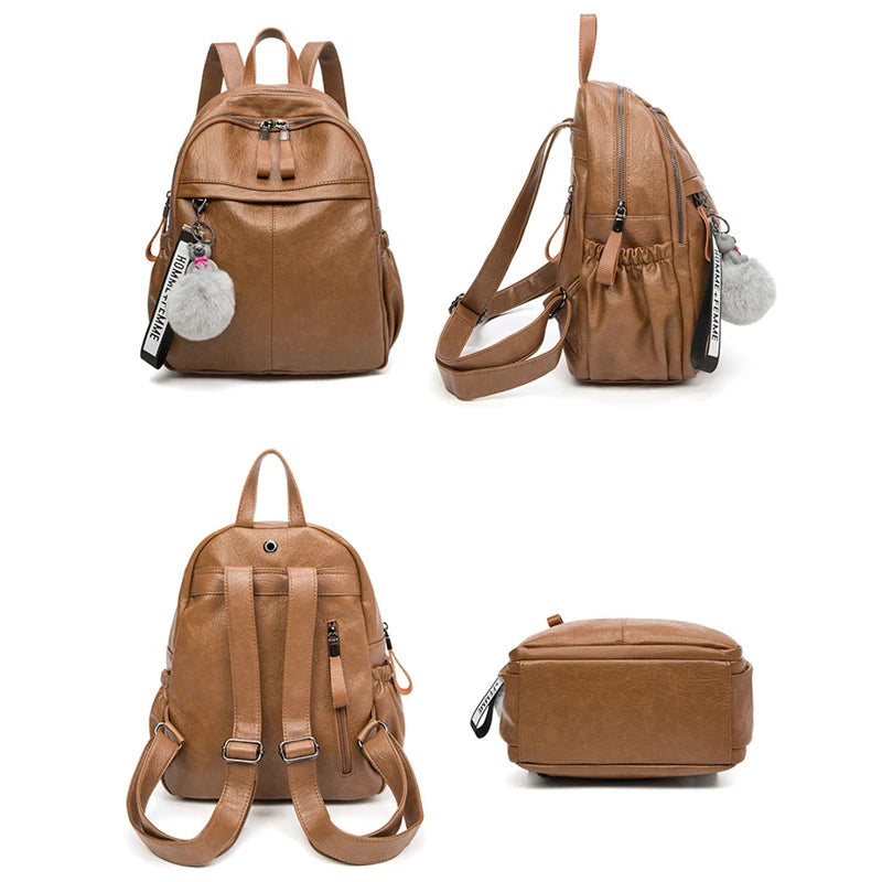 Genuine Leather Backpacks for Women Cowhide High Capacity Waterproof Backpack Trendy Women Bags Girl Travel School Bags Don't Taxe That