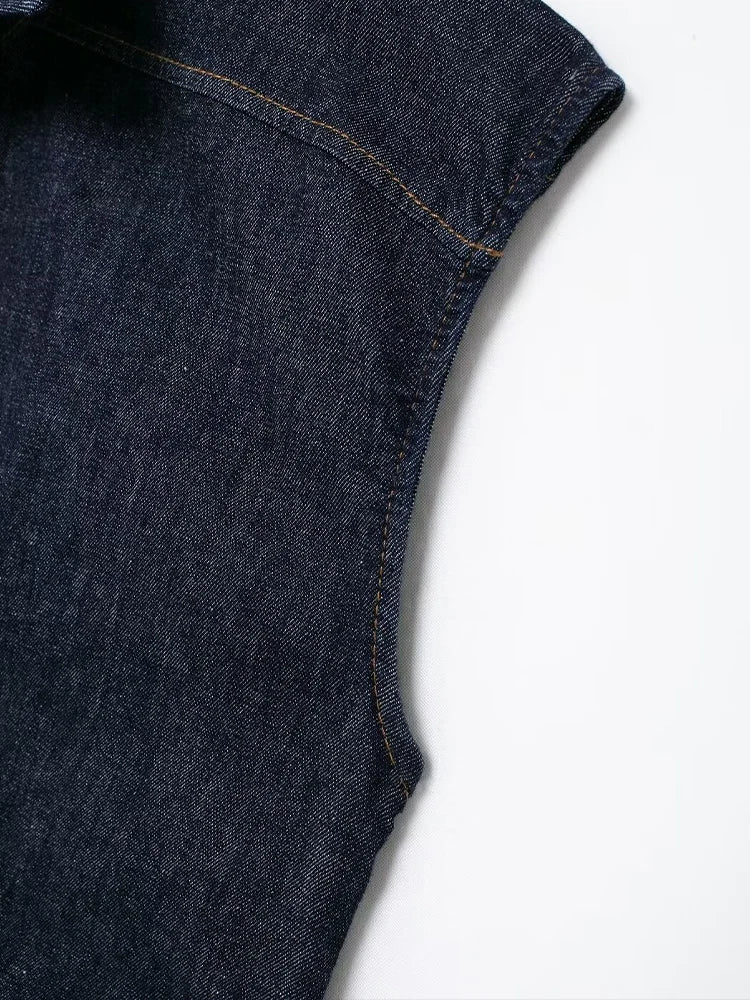 New arrival women's fashion sleeveless lapel pleated mid-length slim shirt-style commuter dress Don't Taxe That