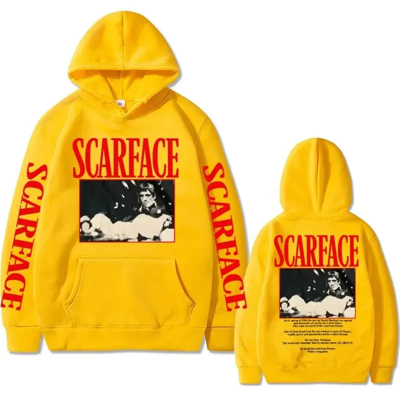 Vintage 90s Movie Scarface Tony Montana Hoodie Men Casual Vintage Pullover Man Hip Hop Hoodies Mens Fashion Oversized Sweatshirt Don't Taxe That