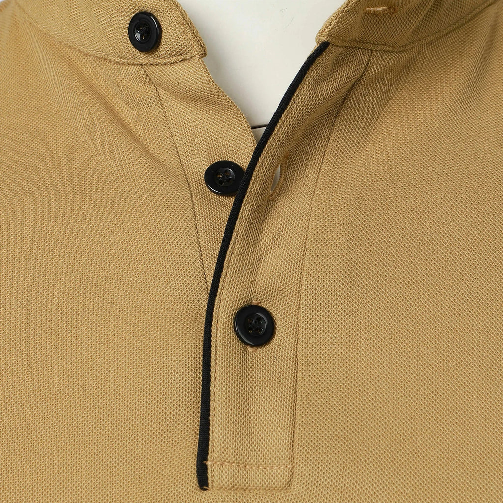 Men's short-sleeved stand-up collar top casual fashion daily solid color short-sleeved stand-up collar T-shirt casual top Don't Taxe That