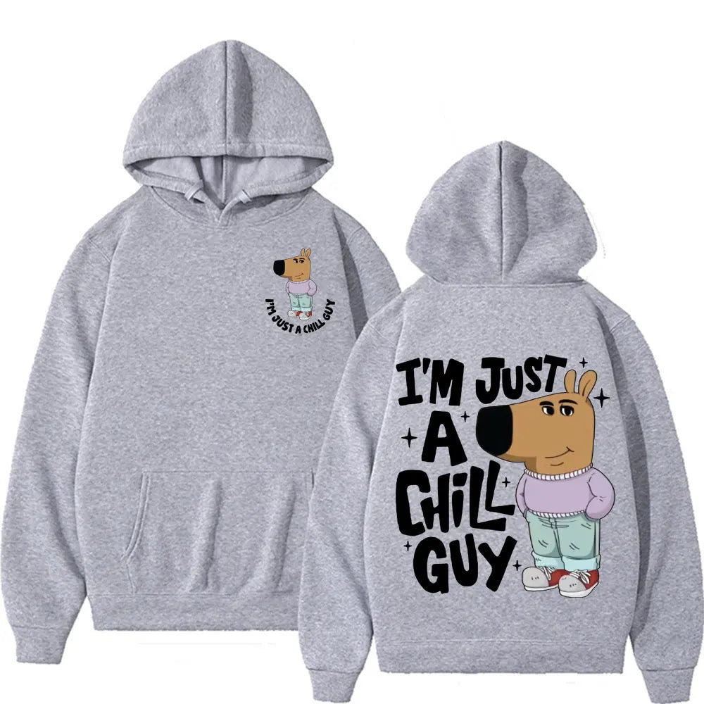 I'm Just A Chill Guy Meme Hoodie Funny Trendy Cute Viral Dog Cartoon Hoodies Men Women's Casual Autumn/Winter Comfort Sweatshirt Don't Taxe That