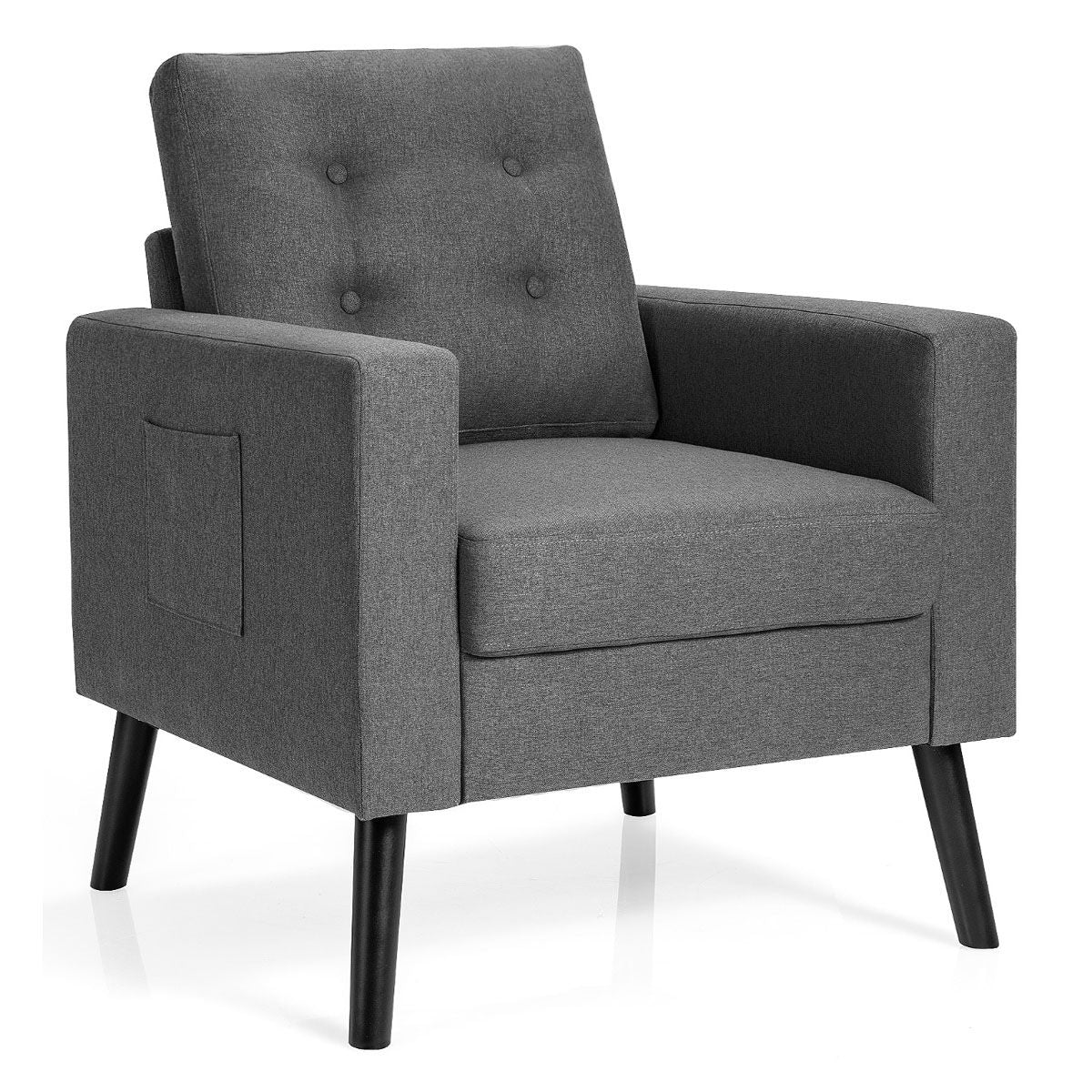 Fauteuil De Salon 1 Personne Avec Profondeur D'Assise 53Cm Canapé 1 Place Avec Pieds Bois D’Hévéa Pour Chambre Salon Bureau 81*67*86Cm Bleu/Beige/Gris