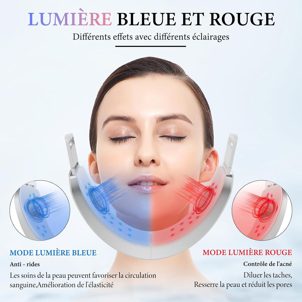 Wonder Forge Appareil De Levage Du Visage, EMS Massage Visage, 6 Modes V-Face Shaping Massager Électrique, Massage Visage À Lumière Rouge Et Bleue Avec Télécommande