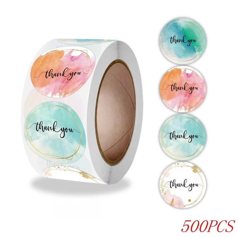 50-500Pcs 1Inch Blue Thank You Stickers for Envelope Sealing Labels Stationery Supplies Handmade Wedding Gift Decoration Sticker