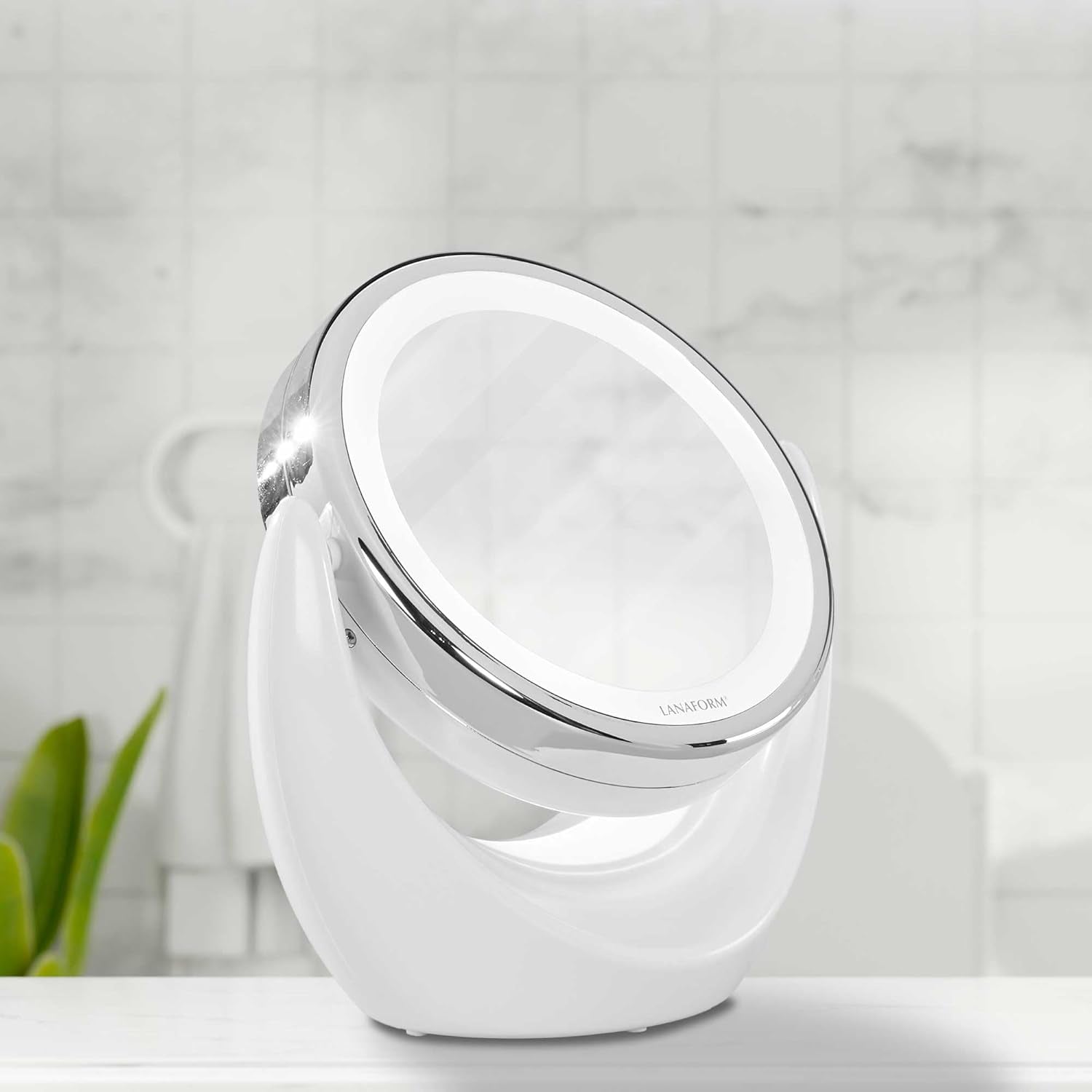 LED Mirror - Miroir Maquillage - Miroir LED Ø13 Cm - Miroir Grossissant - Effet Grossisant X1/ X10 - Miroir Double Face - Petit Miroir