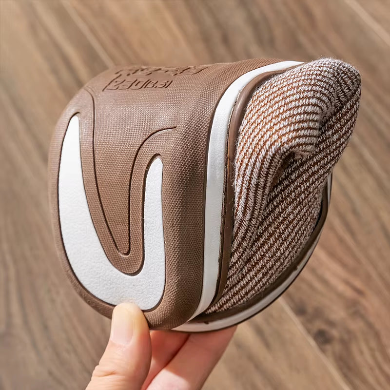 Men'S Slippers Memory Foam Slippers for Home 2022 Winter Non-Slip Male House Shoes Stripe Unisex Indoor Slippers Soft plus Size