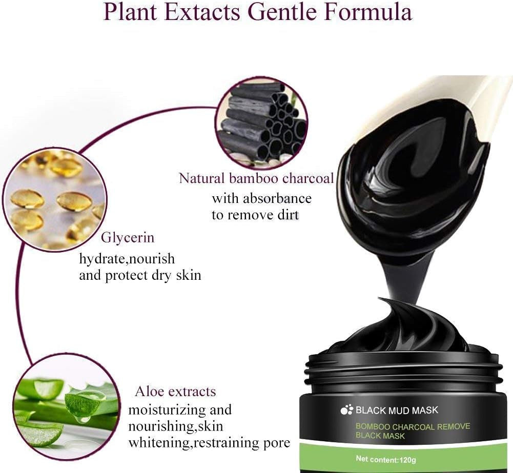 Peel off Masque,Blackhead Remover Masque,Masque Charbon Noire,Nettoyant En Profondeur Rétrécir Pores,Anti-Point Noir Masque,120G