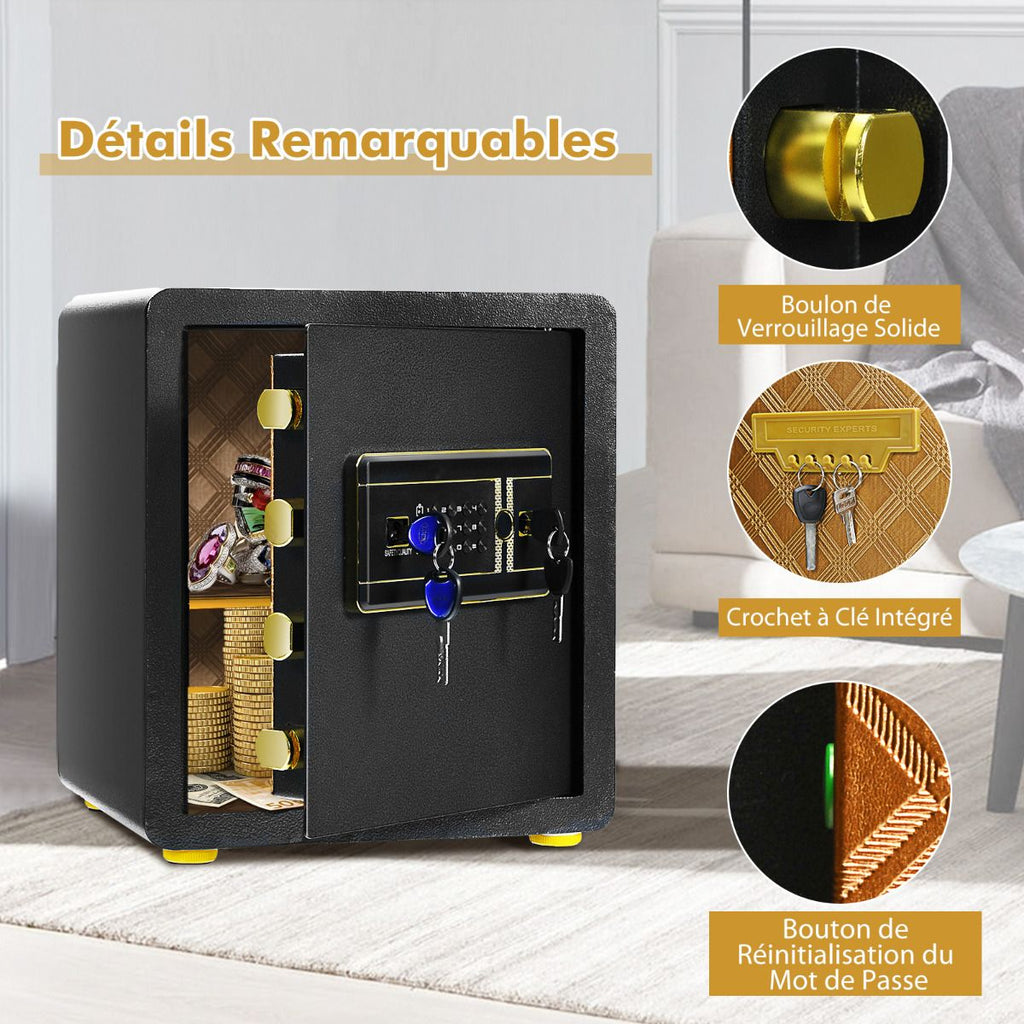 Coffre-Fort De Sécurité Électronique 36 X 31 X 41 CM 46 L Système D'Alarme Clavier Numérique 4 Clés