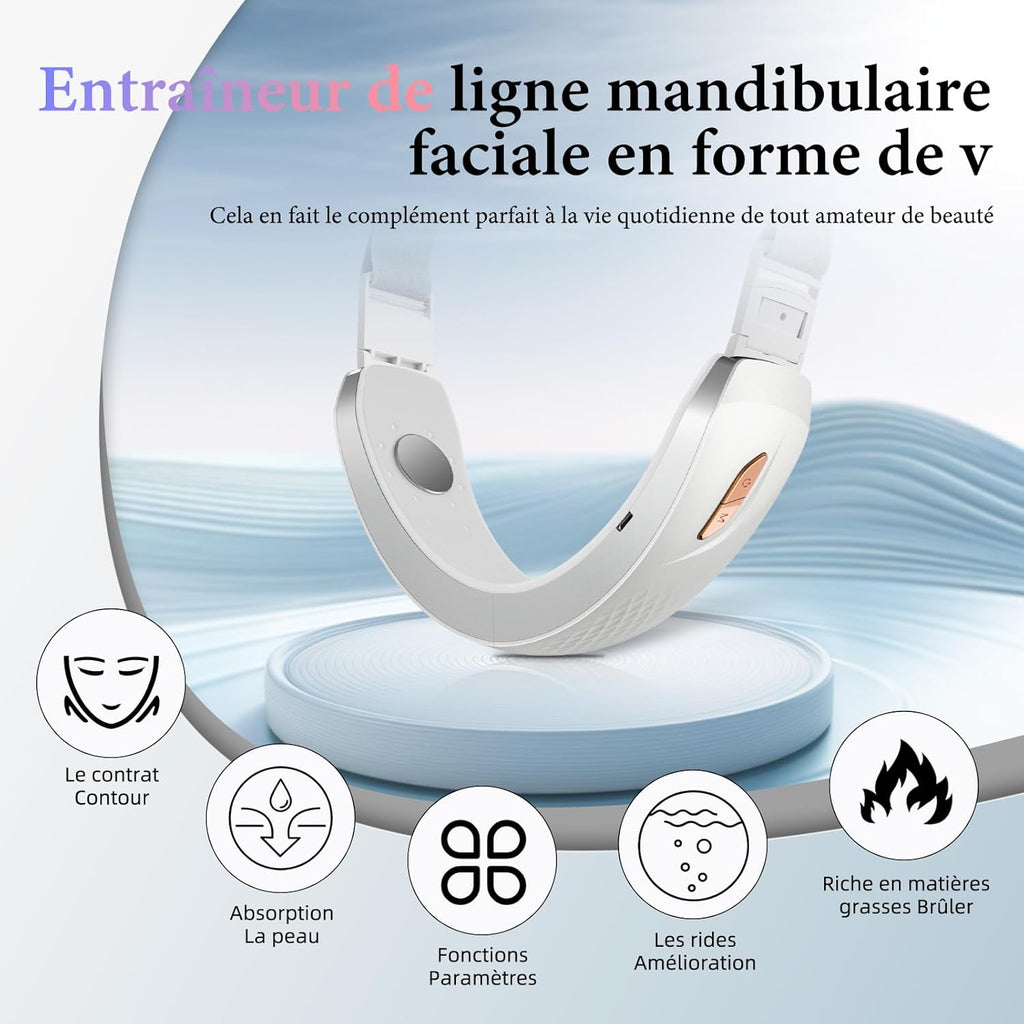 Wonder Forge Appareil De Levage Du Visage, EMS Massage Visage, 6 Modes V-Face Shaping Massager Électrique, Massage Visage À Lumière Rouge Et Bleue Avec Télécommande