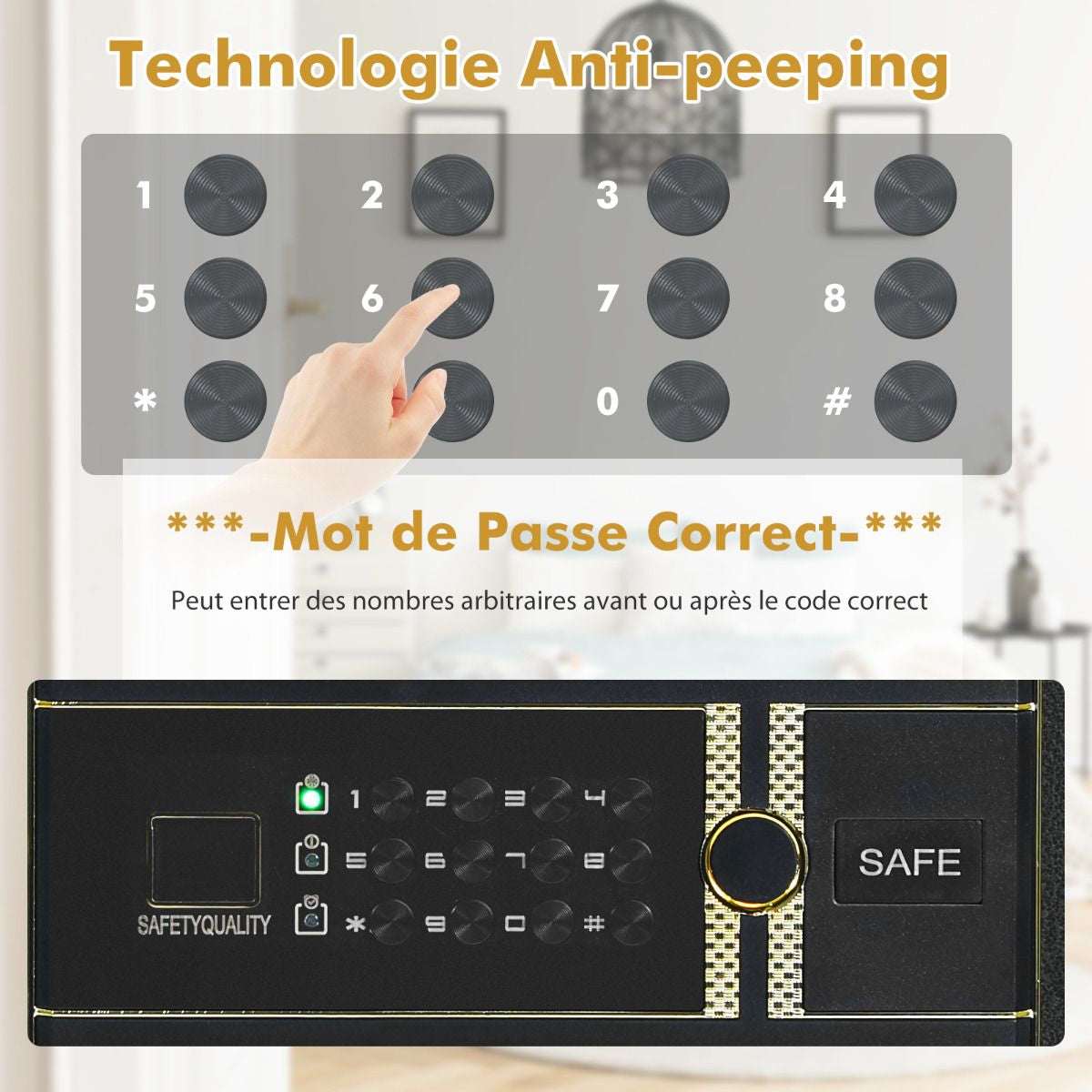 Coffre-Fort De Sécurité Électronique 36 X 31 X 41 CM 46 L Système D'Alarme Clavier Numérique 4 Clés