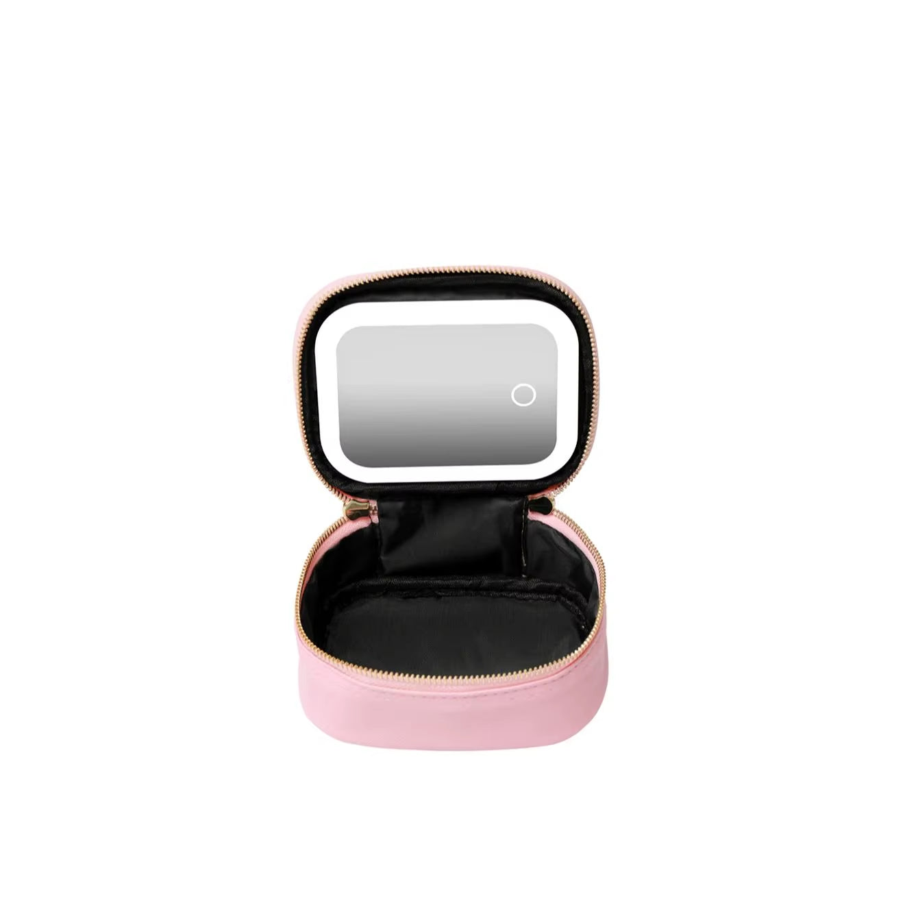 Rechargeable Travel Makeup Bag with LED Mirror, Compact Touch Screen Tabletop Cosmetic Mirror, 3 Colors Light