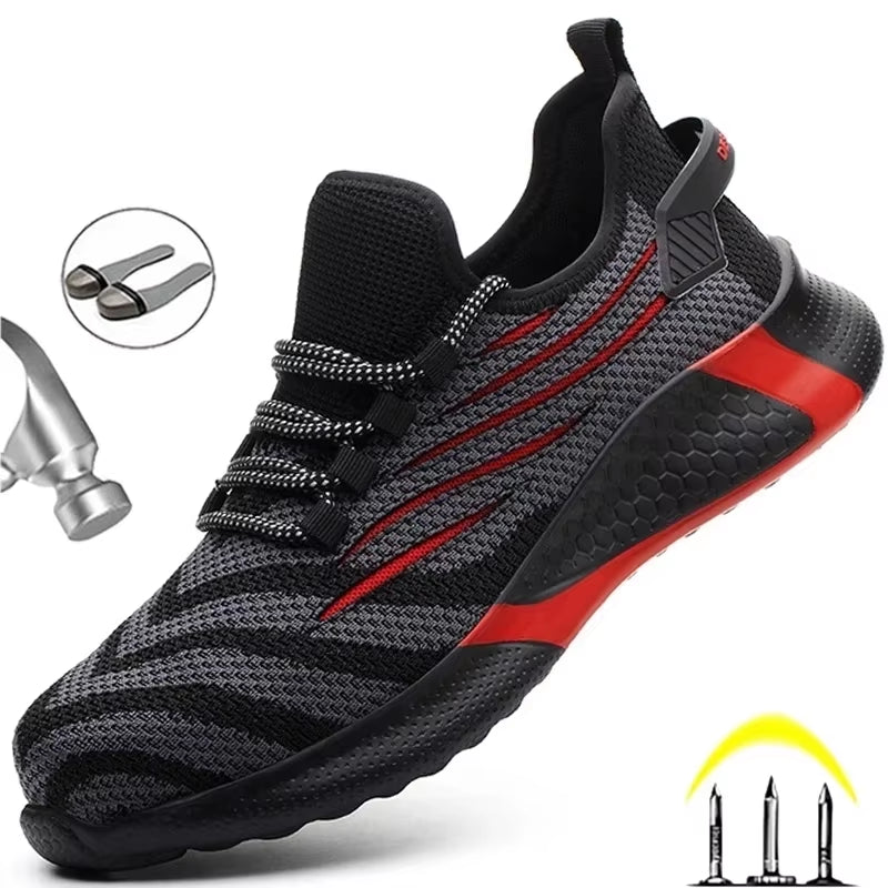 Men Work Safety Shoes Anti-Puncture Working Sneakers Male Indestructible Work Shoes Men Boots Lightweight Men Shoes Safety Boots