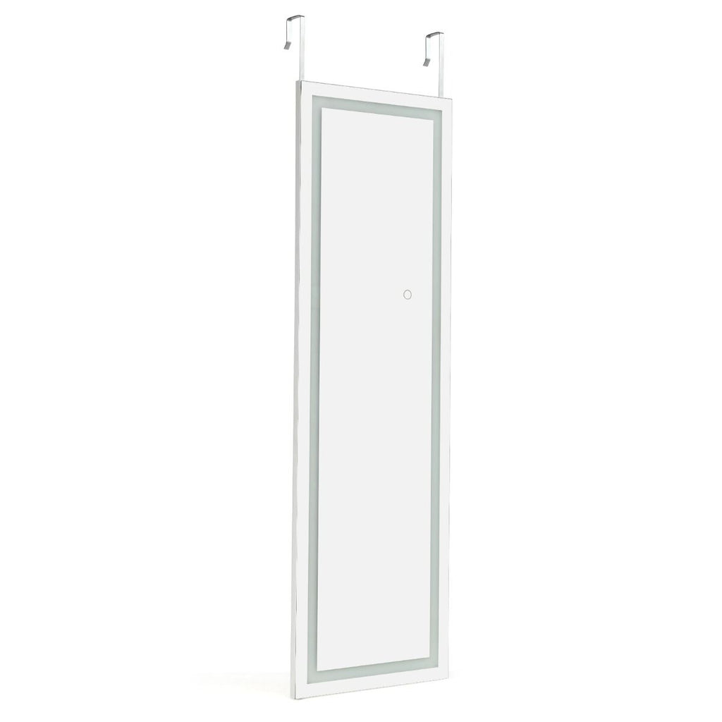 Miroir Mural LED Miroir Pleine Longueur Lumineux À 3 Couleurs Cadre En MDF 120 X 37Cm Blanc